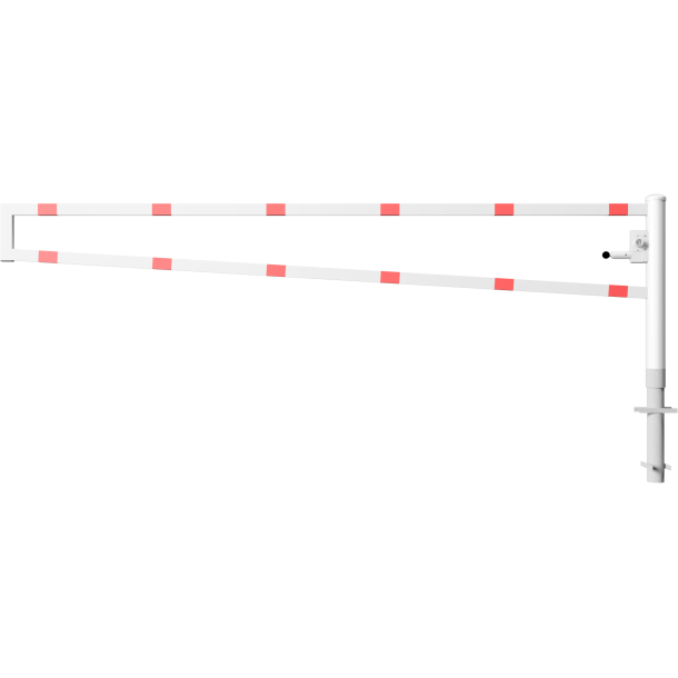 Swiveling gates | for casting in concrete, hot-dip galvanized and white coated with red reflecting stripes | total width: 3500 mm | with triangular lock